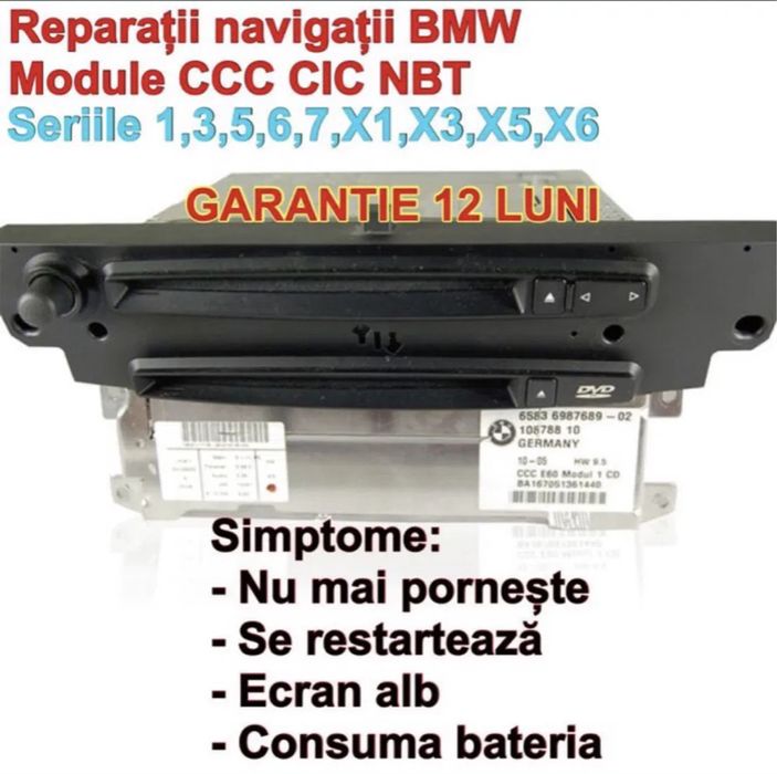 BMW reparatie Navigatii CCC E90 E60 61 E70 E82 F10 F30 F15 Garantie 1 AN reparatii Nu Porneste,Logo,Fara Sunet consuma bateria seria 3 5 6 X1 X3 X5 X6