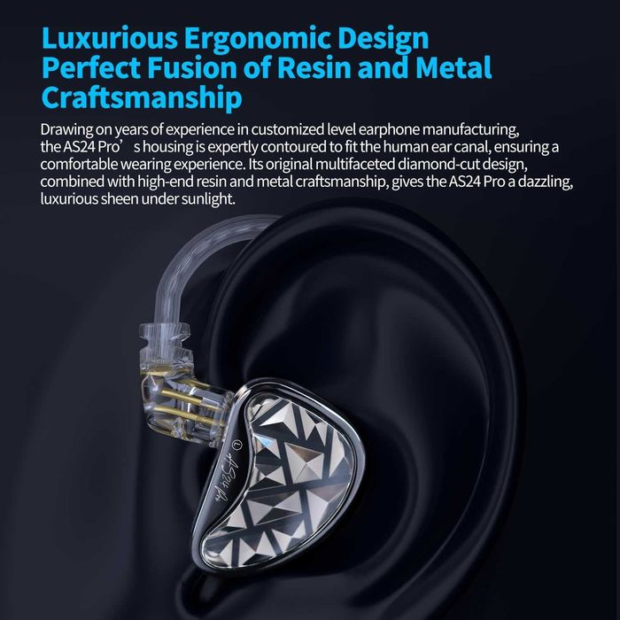 Слушалки KZ AS24 Pro HiFi IEM 24BA без микрофон