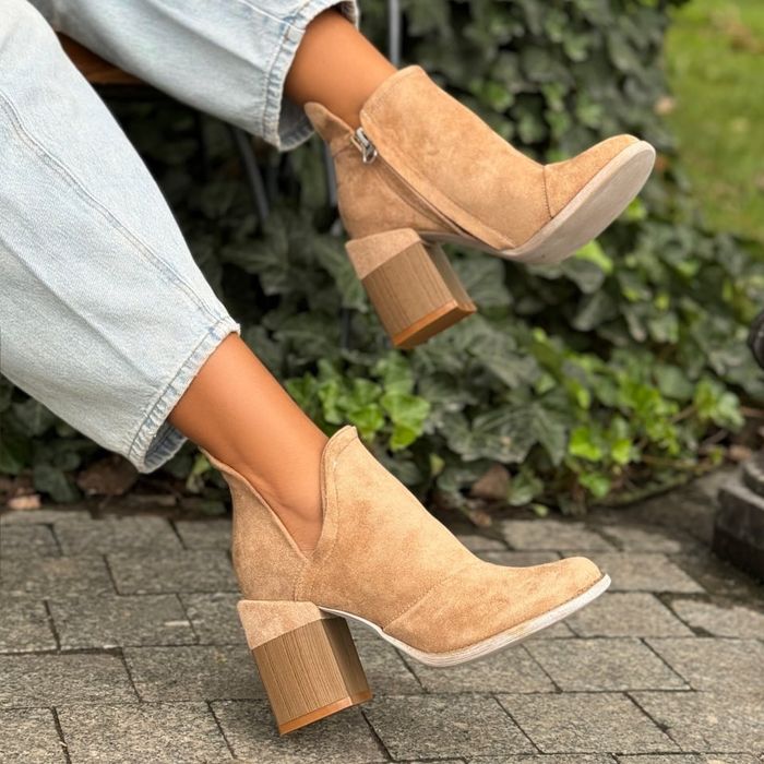 Botine bej toc gros - marime 39