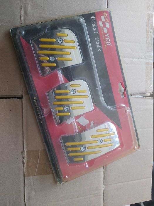 Set 3 Ornamente Pedale Auto YED Racing, Universale, Tuning Metal/Galben, Noi