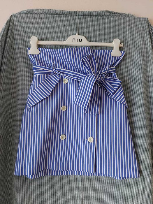 Fusta Zara 34, albastru cu alb