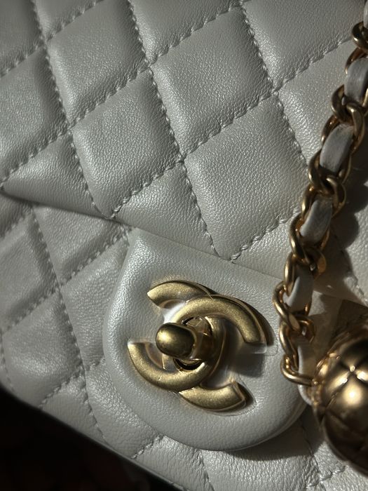 Chanel Pearl Crush single flap white bag pe stoc
