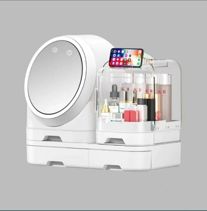 Зеркало со светодиодной подсветкой + вентилятор. Органайзер для хранен