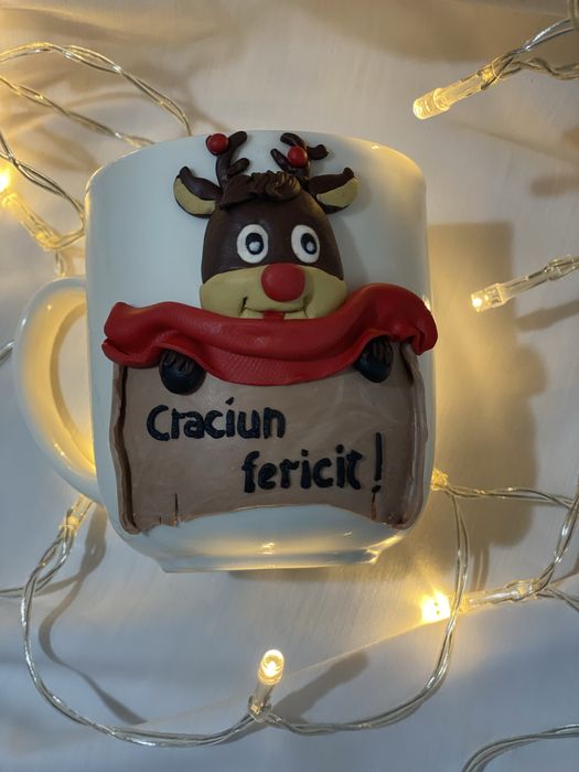 Cana decorata manual cu lut polimeric