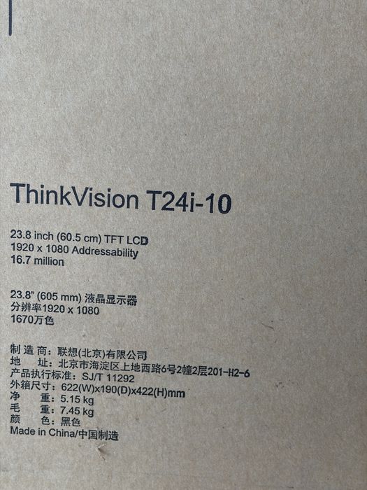 Monitor LED IPS FHD Lenovo ThinkVision T24i-10