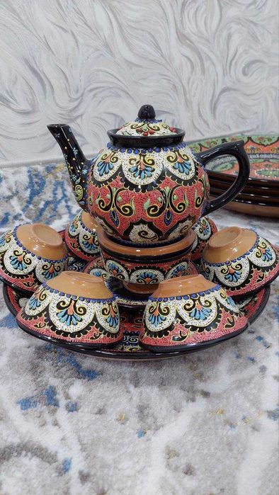 Milliy sopol idishlar choynak piyola v.h.k...