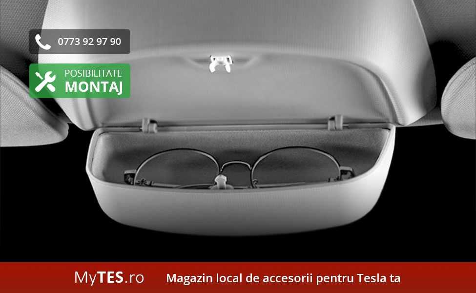 Suport ochelari alb fixare plafon (negru / alb) - Tesla Model 3 / Y