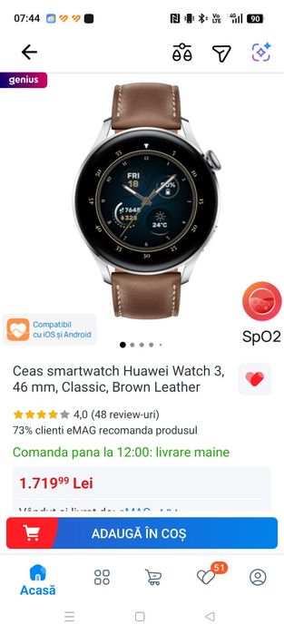 Smartwatch Huawei Watch 3, 46 mm
