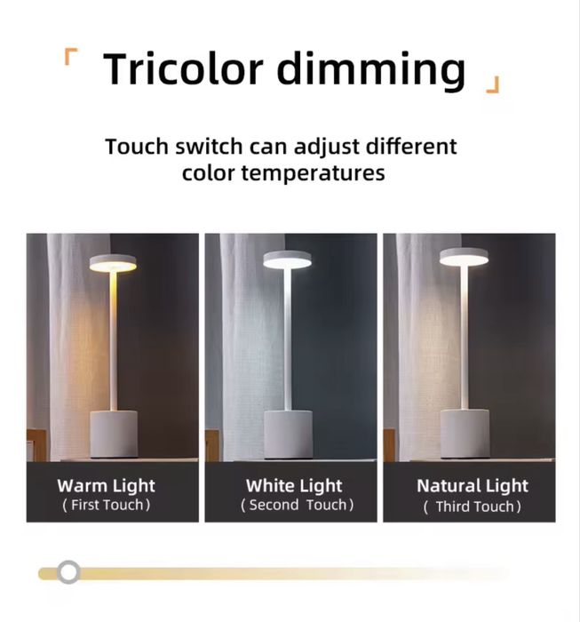 Lampa LED USB C albă cu touch
