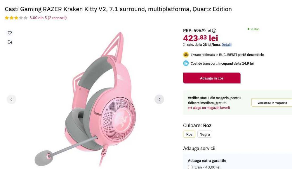 Casti gaming RAZER Kraken Kitty