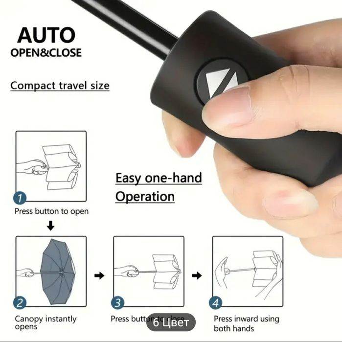 Зонт автоматический , чёрный