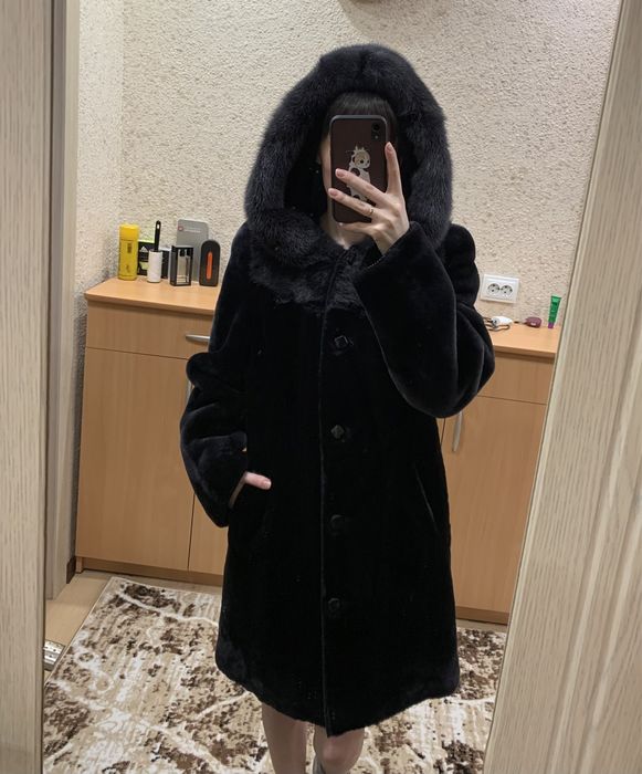 Шуба мутон (овчина) черная