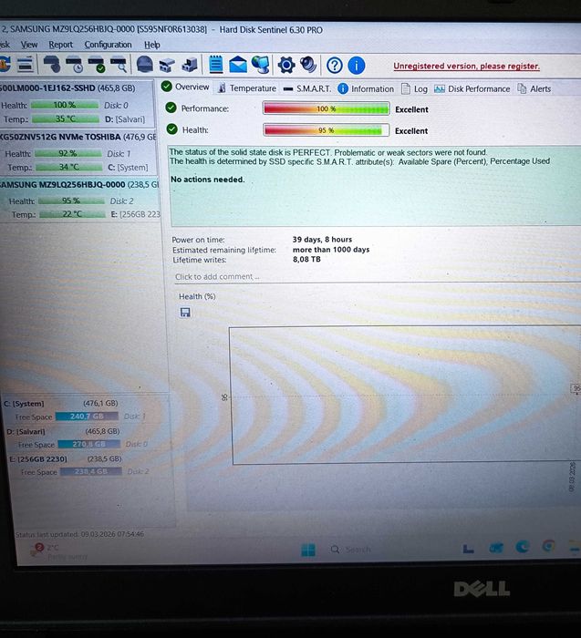 SSD 256GB Microsoft 1911 M.2 2230PCI-Express 3.0 x4 NVme laptoptableta
