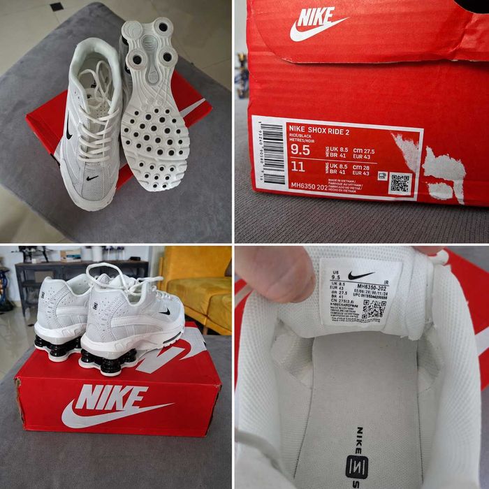 Vand adidasi Sneakers Nike Shox Ride 2 White/Black – Noi, Nepurtați – Mărimea 43 EU / US 9.5