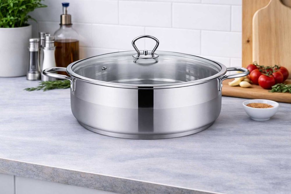 Cratita inox cu capac de sticla Royalty Line 34 x 13 cm