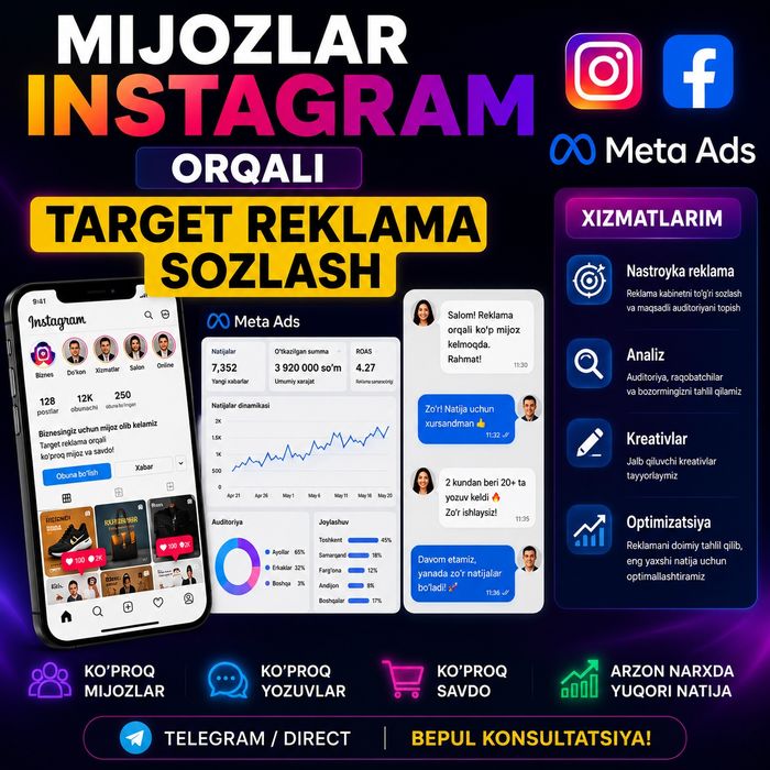 Targetli reklama — biznesingizga ko'proq mijozlar. Таргетированная рек