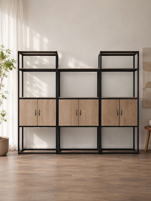 Комплект мебели Loft: 3 стеллажа, 2 стола и 12 табуретов