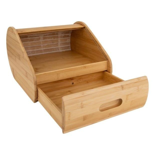 Бамбукова кутия за хляб с допълнително чекмедже