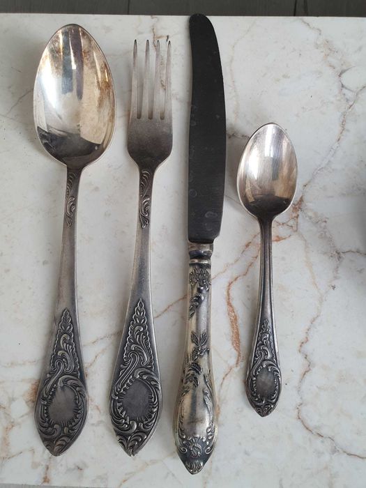 Set tacamuri placate cu ARGINT - 6pers/24 piese anii 1960-1970 Rusia