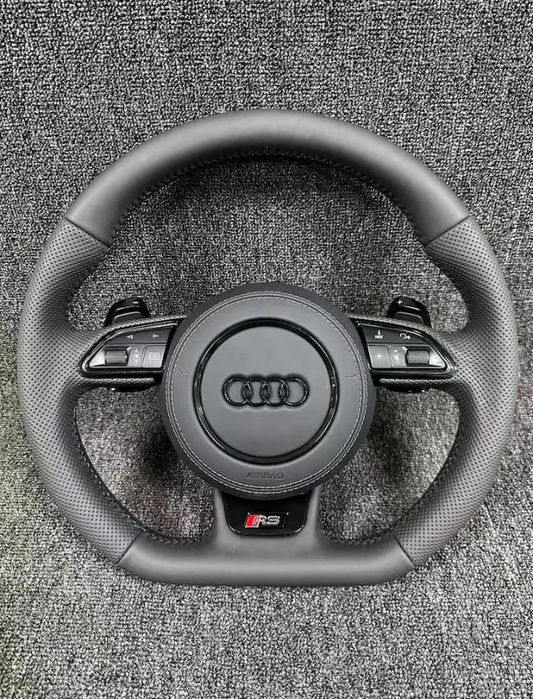 Volan Audi RS Custom | Piele / Carbon / Alcantara | A1 A3 A4 A5 A6 A7 A8 S3 S4 S5 S6 S7 S8 RS3 RS4 RS5 RS6 RS7 Q2 Q3 Q5 Q7 Q8 TT R8
