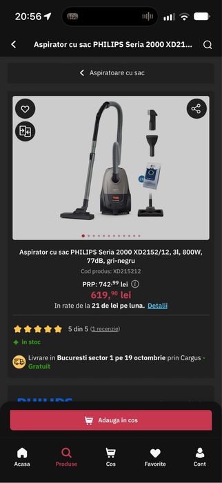 Aspirator Philips Seria 2000 800W, NOU SIGILAT,
