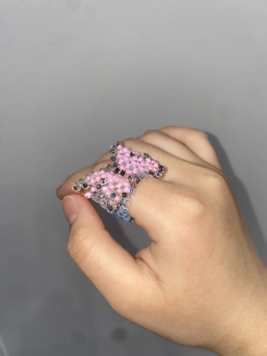 Кольцо бабочка из бисера