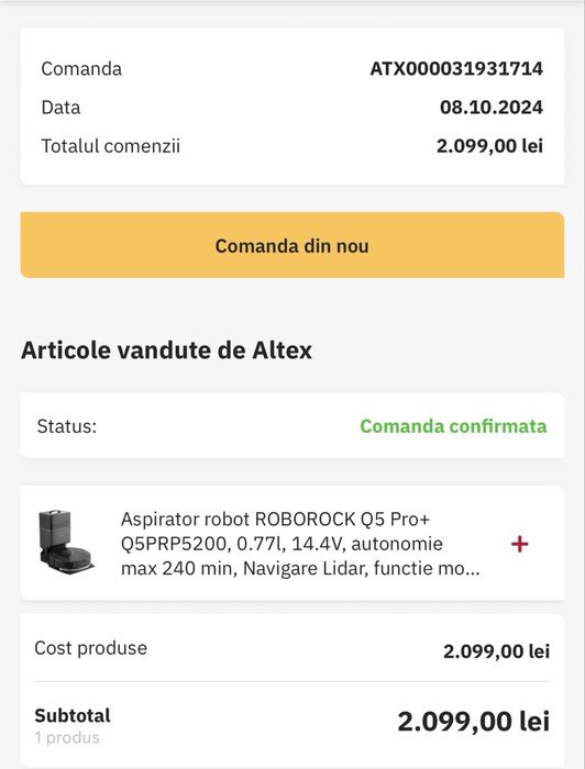 Aspirator robot Roborock, utilizat