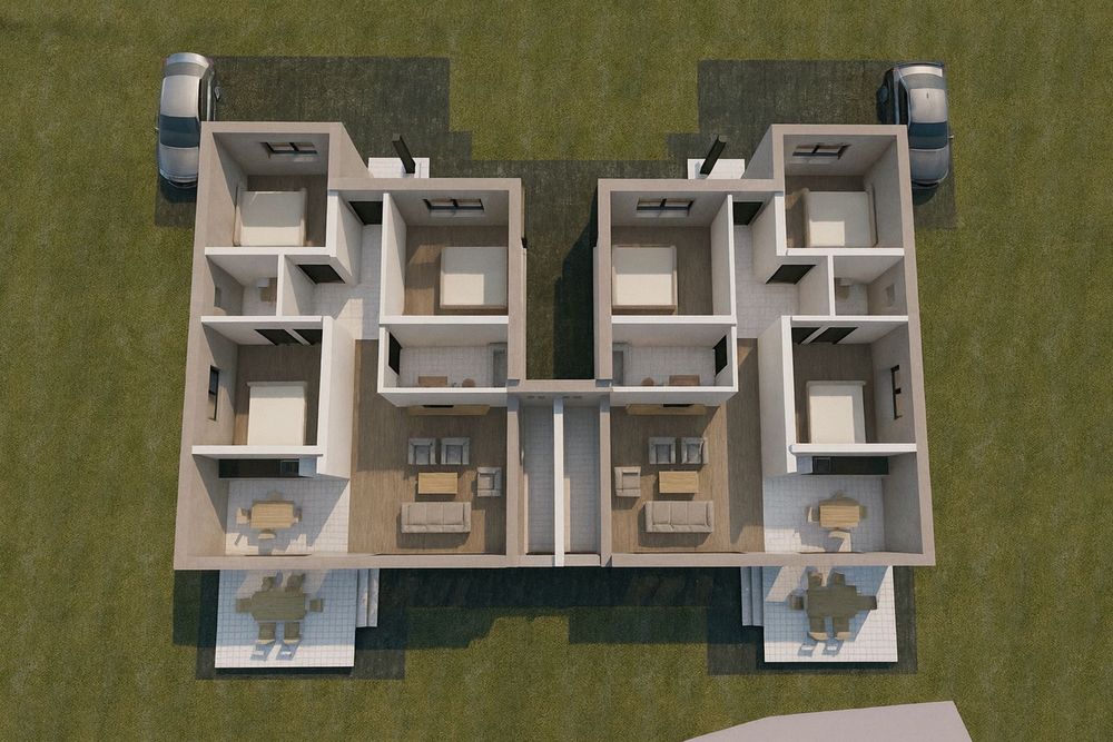 Duplex pe parter 3 dormitoare 2 bai