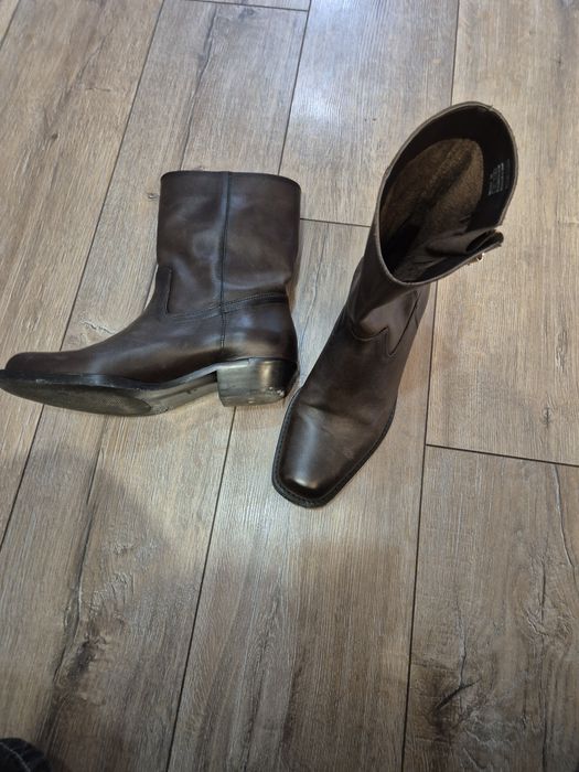 MANGO Кафяви пролетни  рокерски боти от естествена кожа