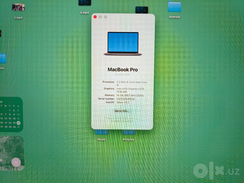 Macbook pro 2019 Intel i9