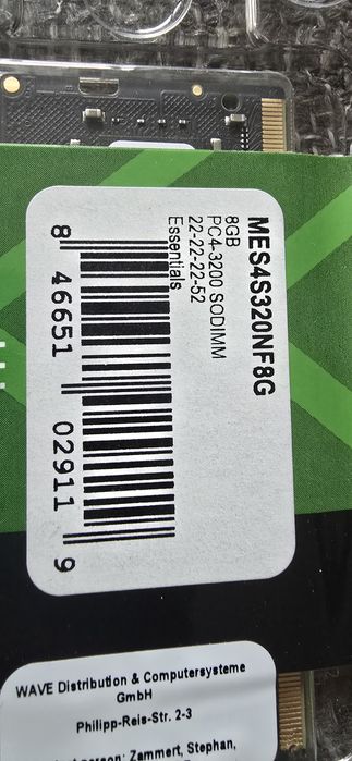 Memorie Ram Sodimm Laptop Mushkin 8Gb DDR4 3200
