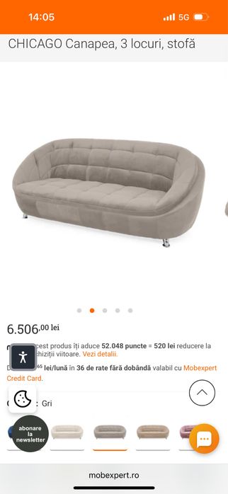 Canapea si 2 fotolii rotative Chicago Mobexpert
