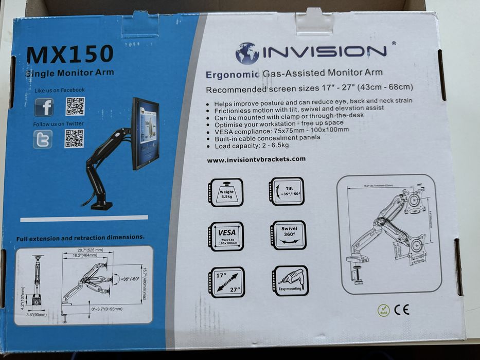 Braț monitor Invision MX150