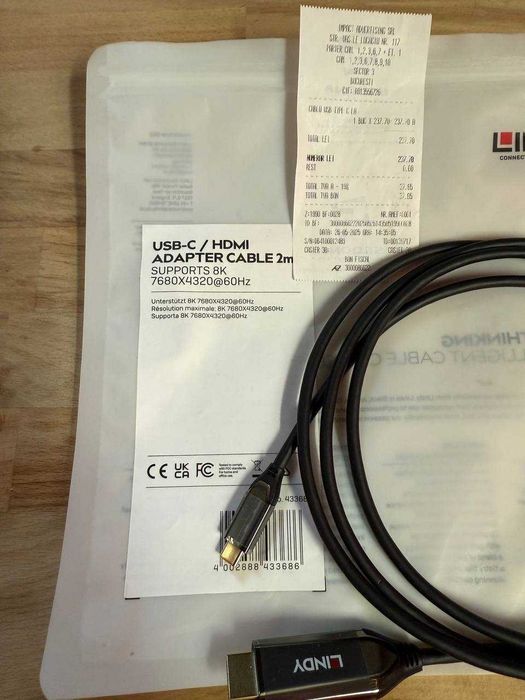 Cablu USB C la HDMI 8K60Hz, Lindy