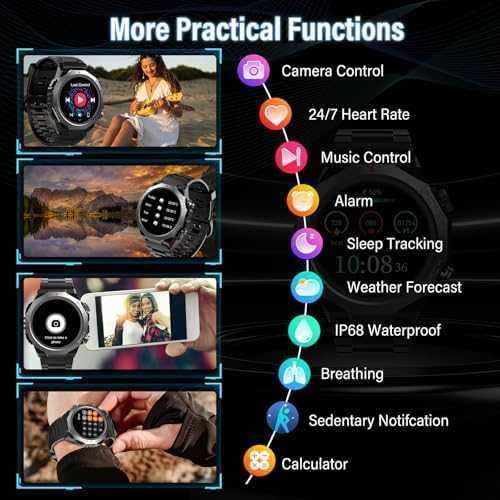 Нов Военен здрав смарт часовник с разговори 1.39" HD, IP68, 110 спорта