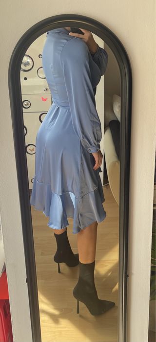 Rochita din satin,baby blue