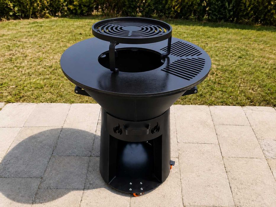 Plita Rotunda + Gratar 65cm. Otel 10MM, Suport Ceaun Inclus