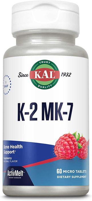 Веганский Витамин K2 MK7, KAL Vitamin K2 MK7 ActivMelt 100 mcg 60шт