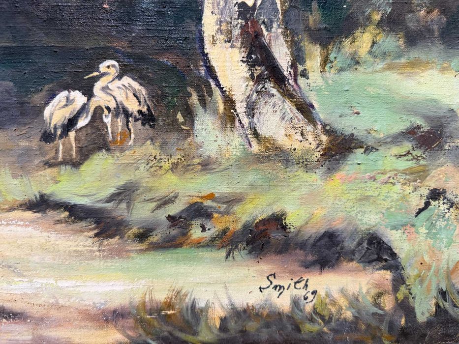 tablou pictura in ulei deosebit foarte vechi dim 70 cmx50cm panza ulei