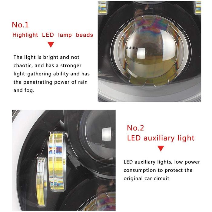 5,75" инча, 14,3 см LED мотоциклетен фар Angel Eye за Harley Davidson