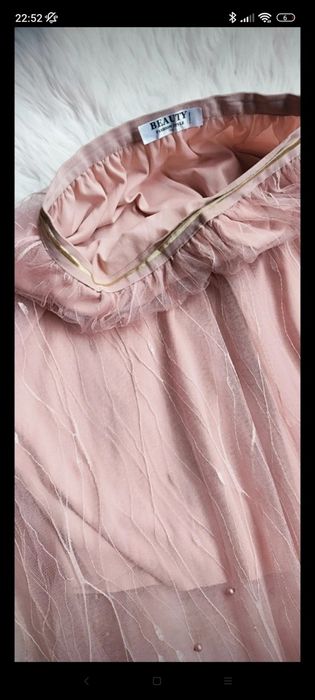 Fustiță lunga cu tul, roz pudra trandafiru, croi avantajos siluetei