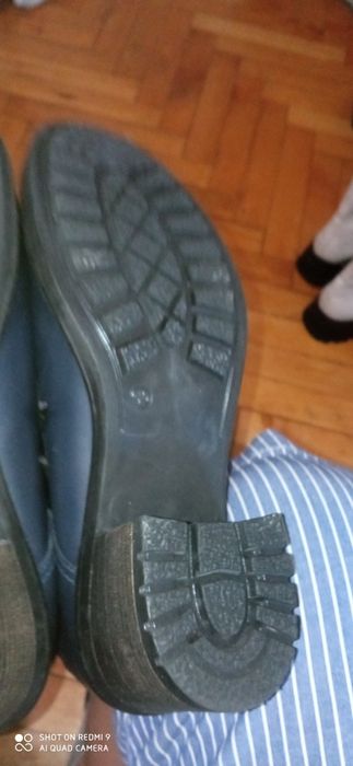 Дамски зимни боти от естествена кожа сини