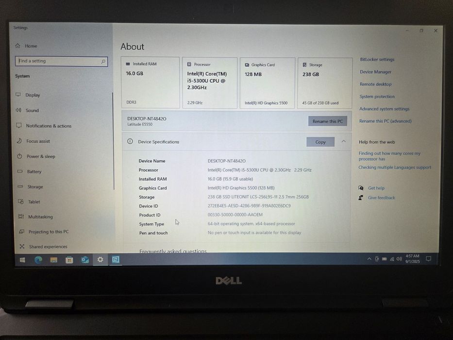 Vand Dell E5550 Latitude i5 gen 5