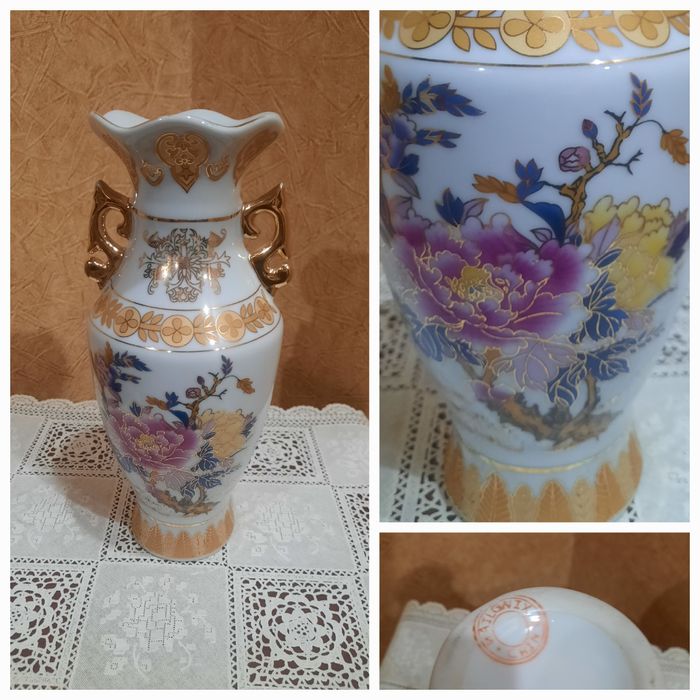 Красивая Китайская ваза-амфора, высота 26см. Состояние отличное, золоч