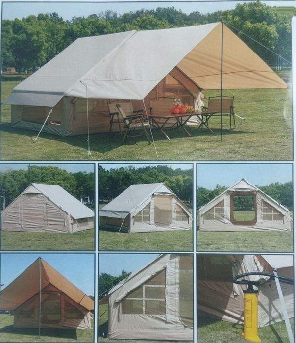 Надувная палатка с навесом новая