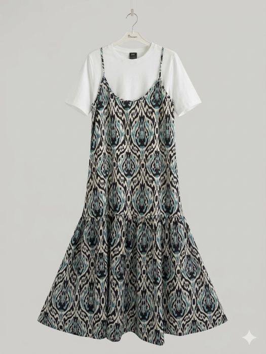 Женский летний макси сарафан из штапеля+футболка