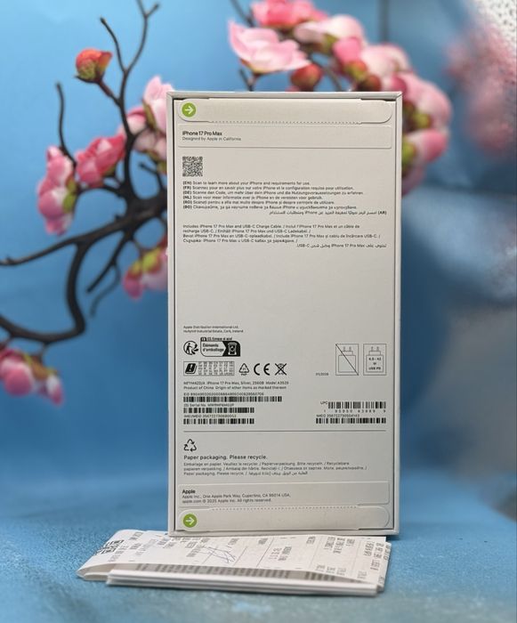 НОВ!!! Apple iPhone 17 Pro Max, 256GB, 5G, Silver +  адаптер Apple