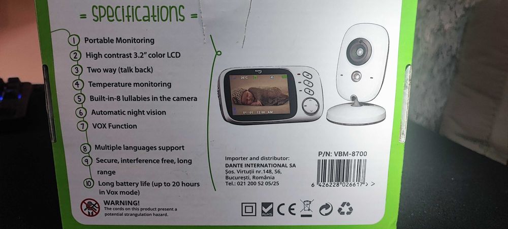 Camera monitorizare video audio bebelusi Mappy VBM-8700