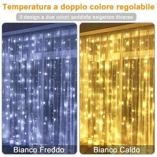 Instalație luminoasă 300 LED USB 3×3 m, cald + rece, telecomandă