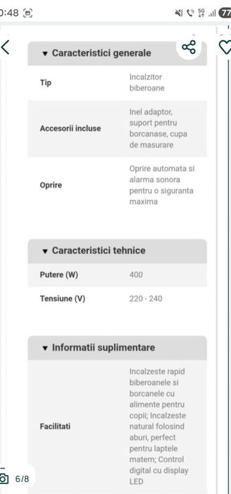 Incalzitor rapid biberoane Myria
